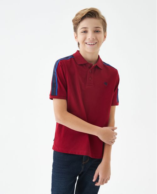 Camiseta de Niño Tipo Polo, Straight Fit Manga Corta - Bloques de Color