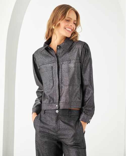Chaqueta con efecto brillo para mujer