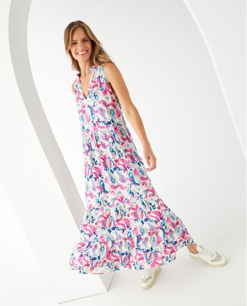 Vestido largo estampado para mujer