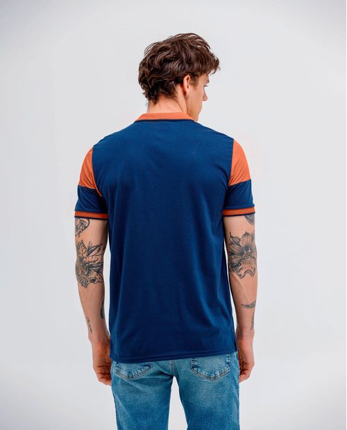 Polo con cuello y puños tejidos para hombre