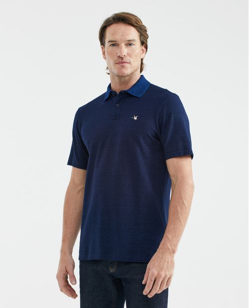 Camiseta de Hombre Tipo Polo, Slim Fit Manga Corta - Hilos Denim