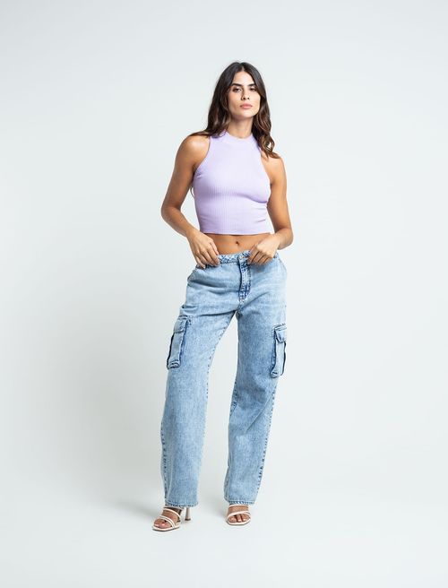 Camiseta tejida tipo crop