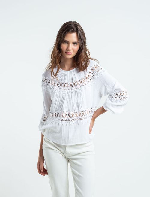 Camisa con detalles de bolillo