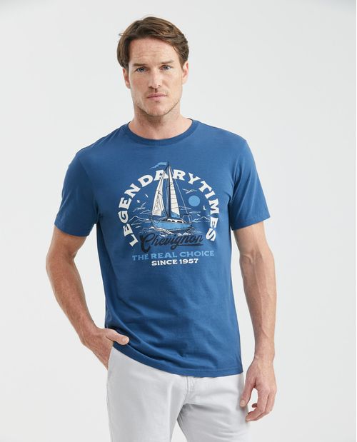 Camiseta Gráfica de Hombre, Slim Fit Cuello Redondo - Estampación Textil