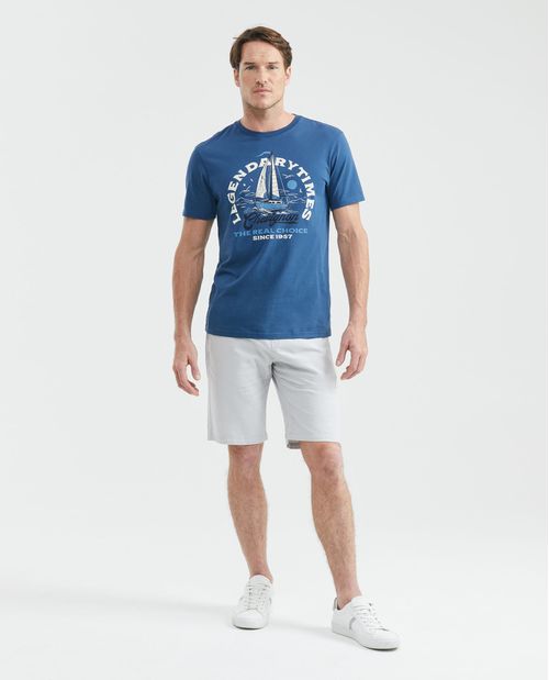 Camiseta Gráfica de Hombre, Slim Fit Cuello Redondo - Estampación Textil