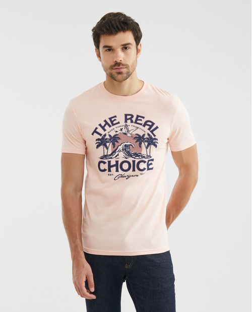 Camiseta Gráfica de Hombre, Slim Fit Cuello Redondo - Estampación Textil