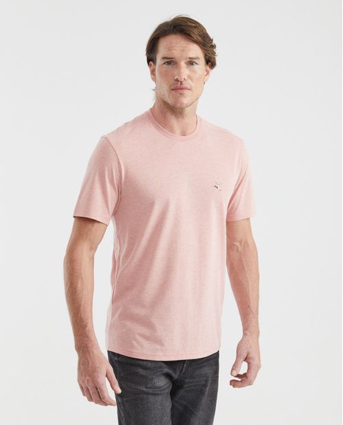Camiseta Básica de Hombre, Slim Fit Cuello Redondo - Fondo Entero Efecto Jaspeado