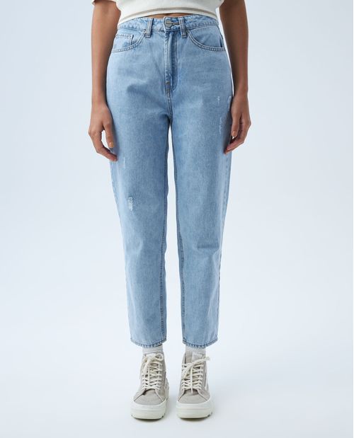 Jean Mom fit tono claro para mujer