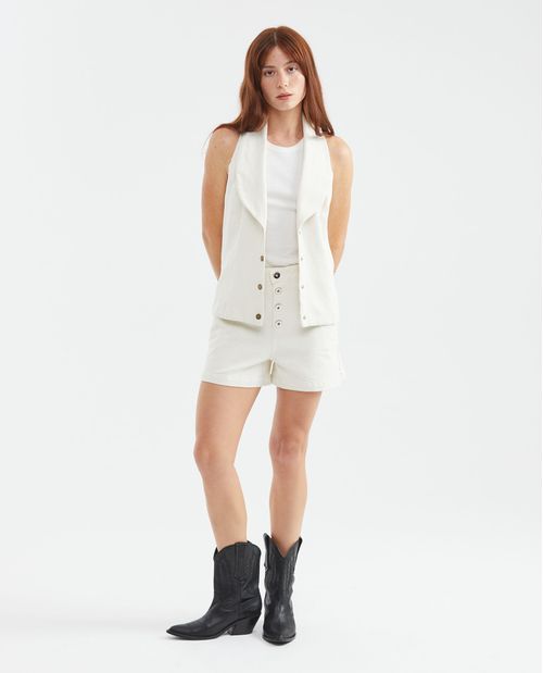 Short de Mujer, Silueta Línea A, Tiro Alto - Detalle Mini Taches