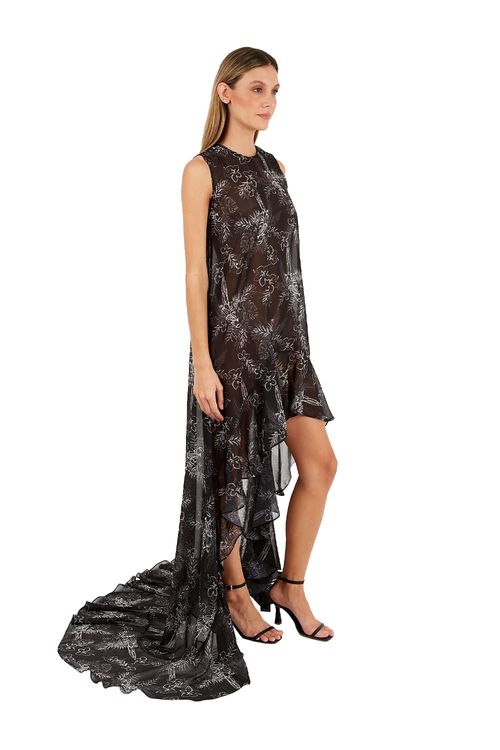 Vestido Largo Estampado Negro para mujer Aviva