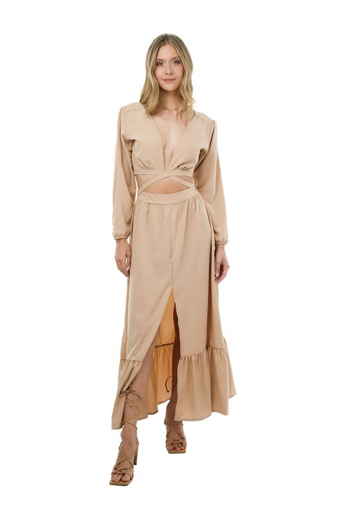 Vestido Largo Toupe Reverie