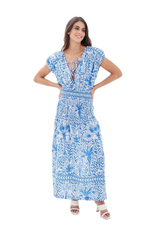 Vestido aires del trópico azul  Carlota