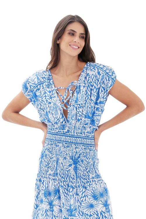 Vestido aires del trópico azul  Carlota