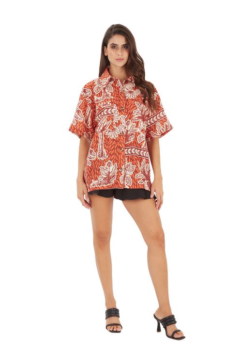 Camisa aires del trópico terracota  Calypso
