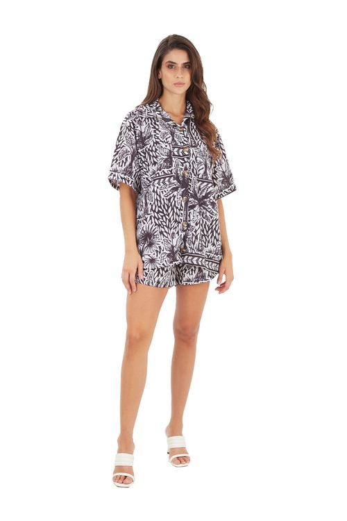 Camisa aires del trópico negra Calypso