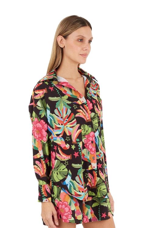 Camisa Manga Larga Estampado Negro para mujer Florence