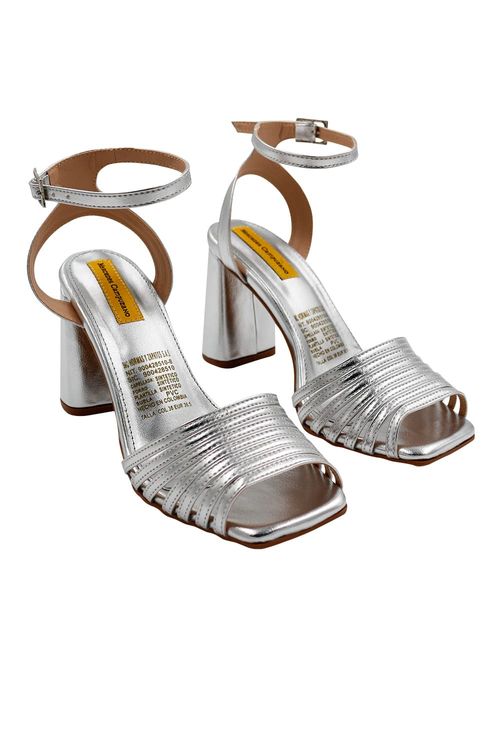 Sandalia Tacon Alto Plata para mujer Carly