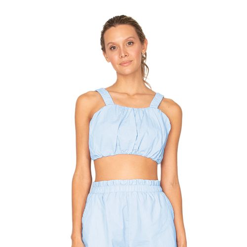 Top  azul claro para mujer baixa