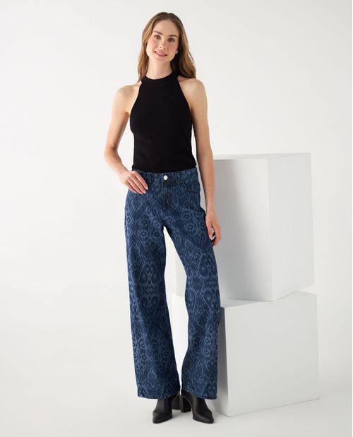 Jean Wide Leg tono oscuro para mujer