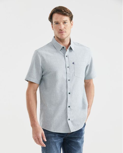 Camisa de Hombre, Classic Fit Manga Corta - Algodón Efecto Rústico