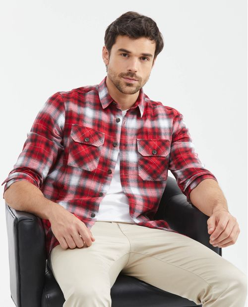 Camisa de Hombre, Classic Fit Manga Larga - Utilitaria Cuadros