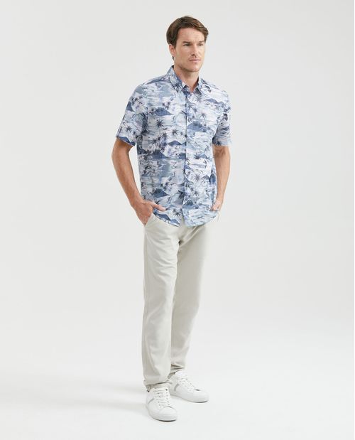 Camisa Resort de Hombre, Classic Fit Manga Corta - Maxi Print Palmeras