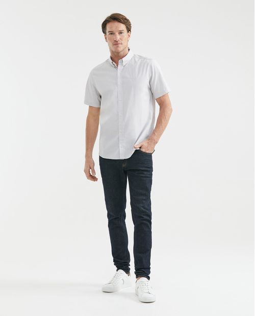 Camisa de Hombre, Slim Fit Manga Corta - Cuello Button Down