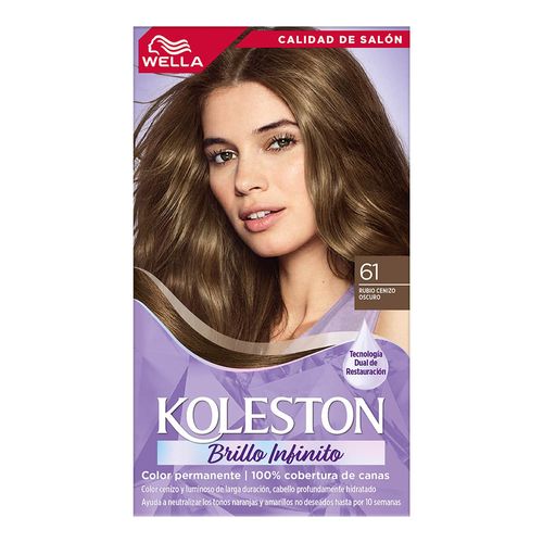 Tintura Wella Koleston Tono 61 Rubio Cenizo Oscuro