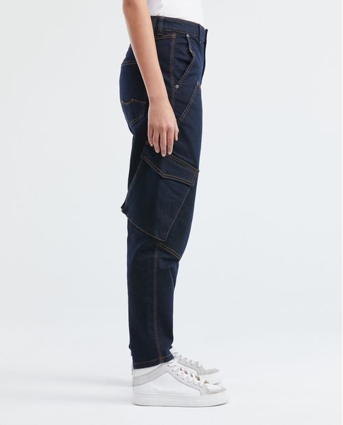 Jean de Mujer Ballon Leg, Boot Cut- Azul Ultra Oscuro Cortes + Remaches