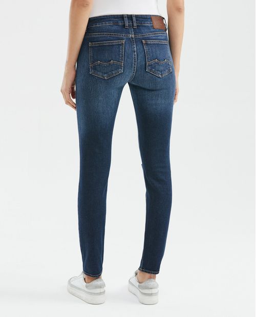 Jean de Mujer Low Rise, Rusty, Bota Skinny - Azul Oscuro Vintage + Rotos