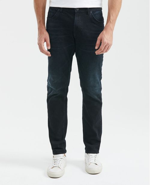 Jean de Hombre Straight Fit, Morrison, Bota Slim - Azul Ultra Oscuro Black & Blue