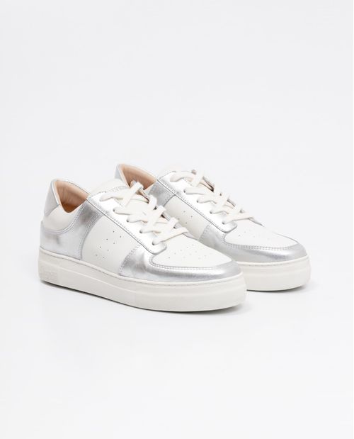 Tenis de Mujer en Cuero, Caña Baja Horma Redondeada - Cuero Anilina Liso y Cuero Metalizado