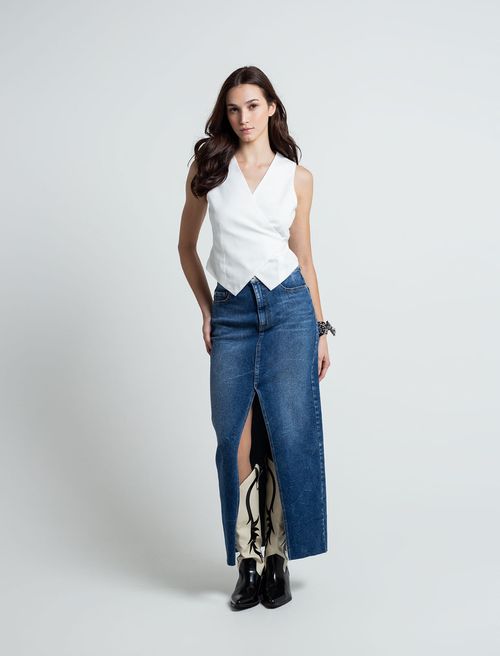 Falda larga en denim