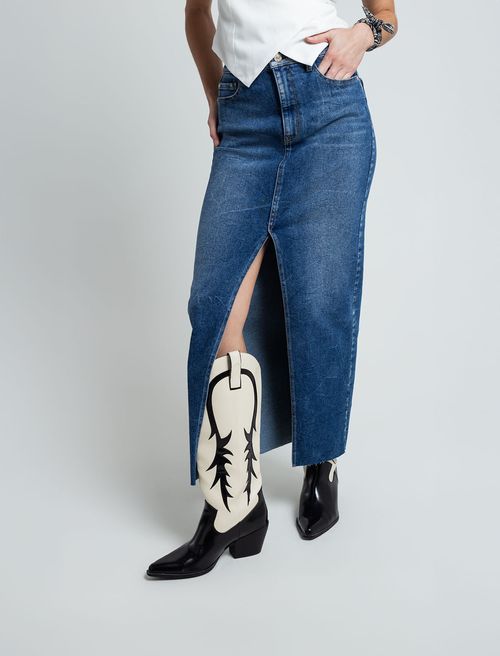 Falda larga en denim