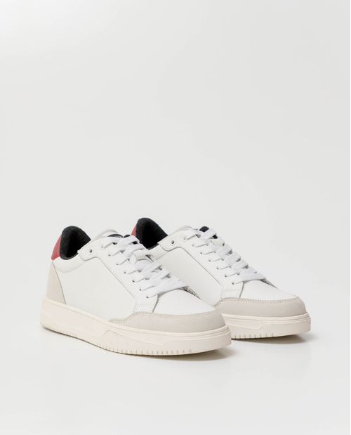 Tenis de Hombre en Cuero, Tipo Basket - Cuero Plena Flor + Cuero Gamuzado