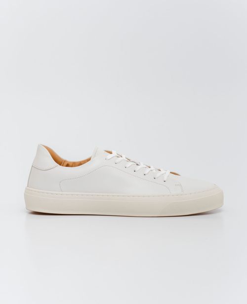 Tenis de Hombre en Cuero Liso Acabado Anilina, Caña Baja Horma Básica Estilizada