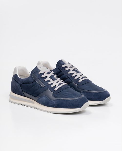 Tenis de Hombre, Estilo Runner - Cuero Gamuzado, Cuero Anilina y Material Textil