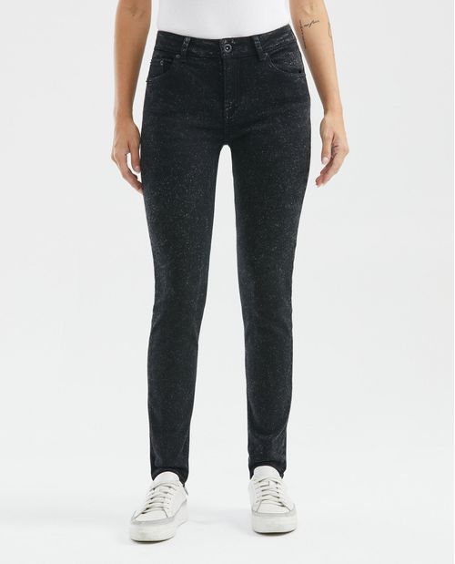 Jean de Mujer High Rise, Cosmo, Bota Skinny - Gris Oscuro Efecto Galaxy