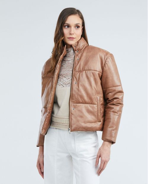 Chaqueta de Mujer de Cuero tipo Puffer