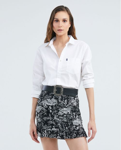 Falda, Silueta Línea A, Tiro Alto Largo Mini - Maxi Print Follaje