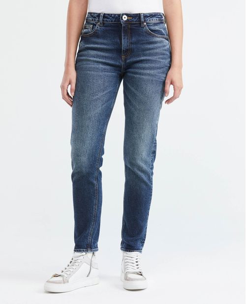 Jean de Mujer Super High Rise, High Cosmo, Bota Skinny - Azul Oscuro Vintage