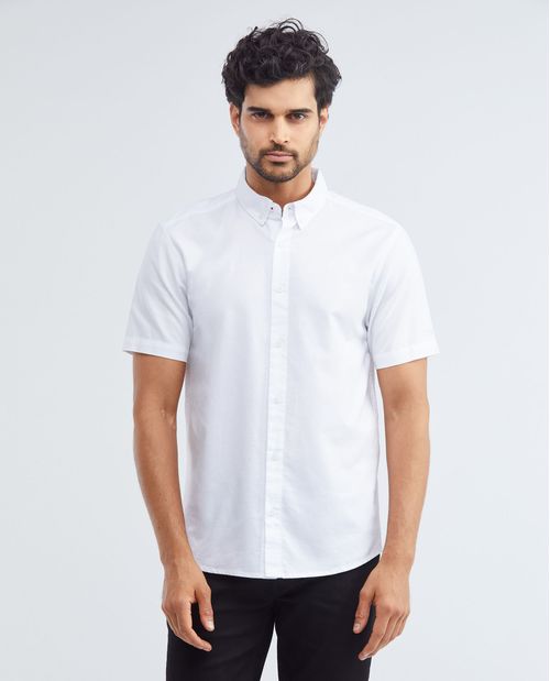 Camisa de Hombre, Slim Fit Manga Corta - Sin Bordado en el Pecho