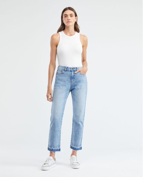 Jean de Mujer Medium Rise, Boyfit, Boot Cut - Azul Medio Vintage