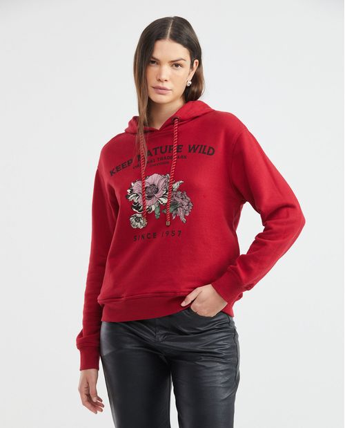 Buzo de Mujer, Cerrado con Capucha - Gráfico Frontal Estampado