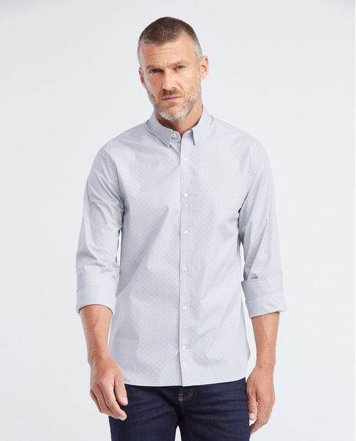 Camisa Premium de Hombre, Slim Fit Manga Larga - Mini Print Coolmax