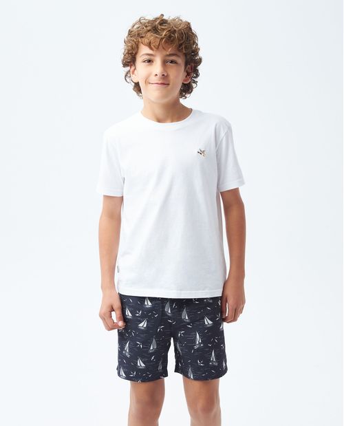 Pantaloneta de Baño Para Niño, Regular Fit - Estampado Barcos