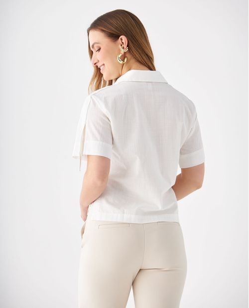 Camisa con bolsillo de parche para mujer