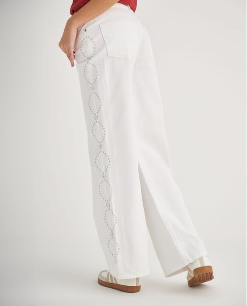 Jean Wide Leg con apliques para mujer