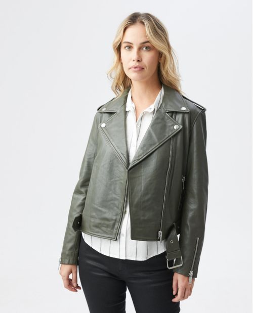 Chaqueta de Mujer en cuero, Silueta Biker