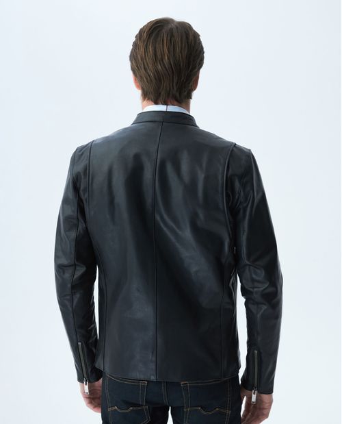 Chaqueta de Hombre en Cuero, Tipo Biker - Piel de Cordero